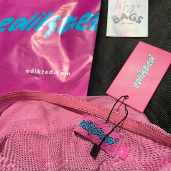 Edikted: Sheer Mesh Flower Pin Pink Strapless See-Through Suri Maxi Dress ๐ - Picture 12 of 16